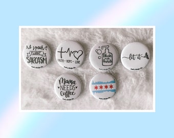 32mm Script Buttons (1.25 inch)