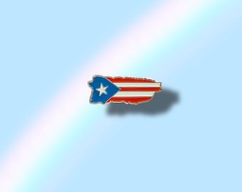 Metal Puerto Rico Map/Flag Pin