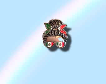 Metal Mexican Messy Bun Girl Pin
