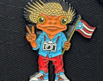 Puerto Rican Coqui Hat Brim Pin Silver Metal