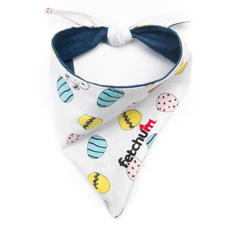 Fetchum reversible dog bandana easter white snoopyblue personalized free