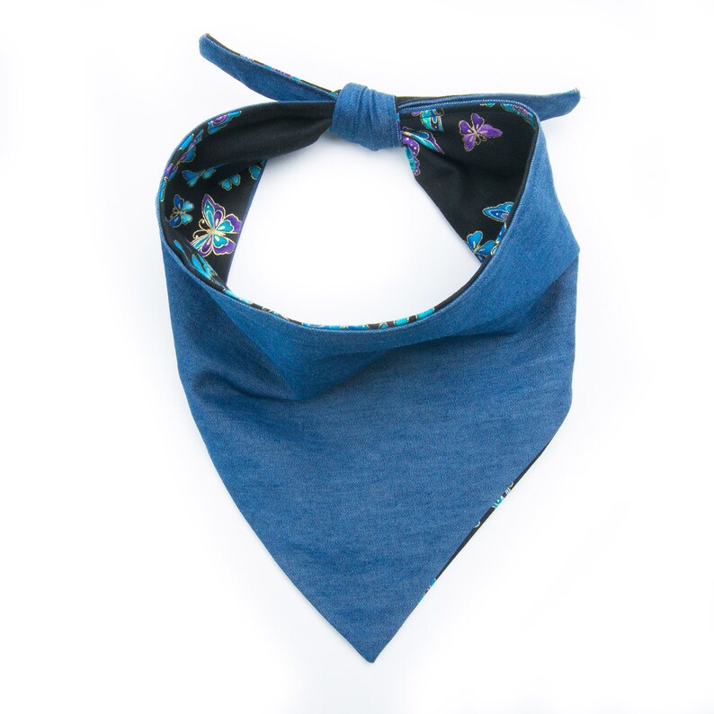 Fetchum reversible dog bandana butterflyblue personalized free