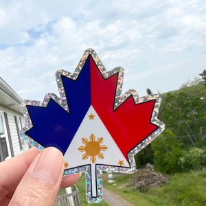 Filipino Canadian flag sticker/ vinyl sticker / weatherproof / car sticker / glitter sticker/ Canada - Philippines
