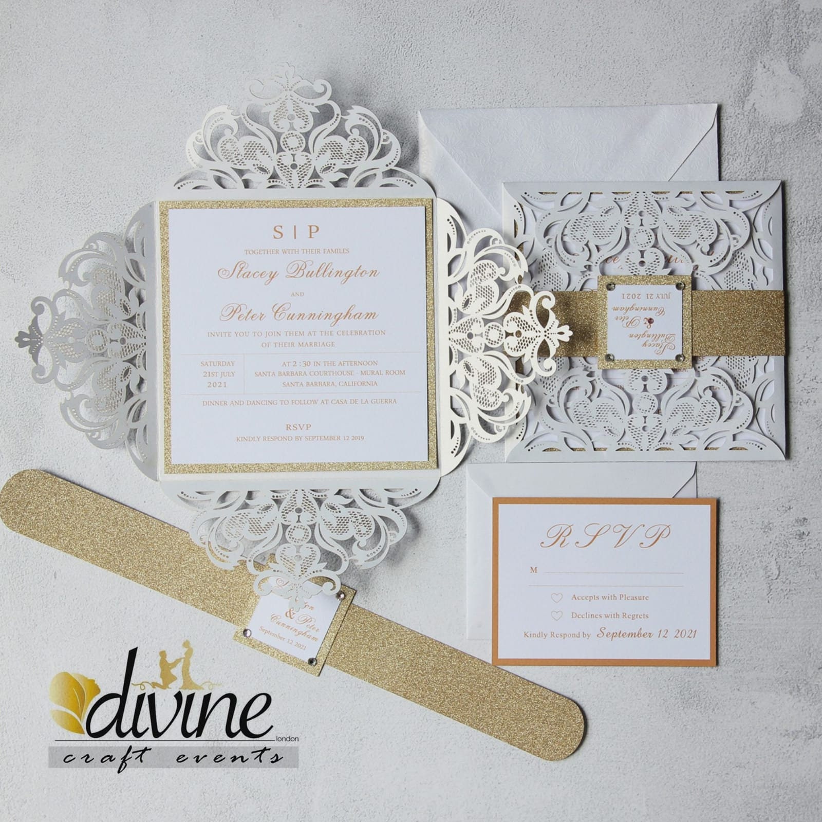 White Wedding Invitation Etsy