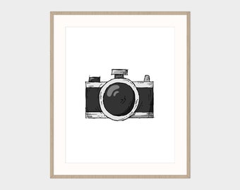 Camera Wall Art, Printable Wall Art Digital Download, Printable Art, Digital Art Print Wall Decor, Retro Camera Print, Vintage Camera Print