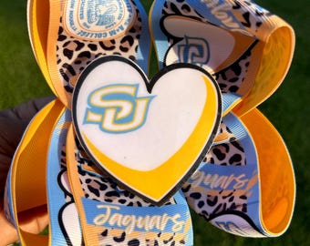 Southern University, Southern Jags Hair Bow, SU Team Spirit Hairbow, College Team Hair Bow for Girls