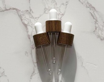 Ash Wood Dropper Tops 15mL (3, 5, or 10) – 18-410 Neck Size, DIY Beauty Supplies