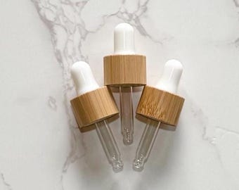 Bamboo Dropper Tops 5mL (3, 5, or 10) – 18-410 Neck Size, DIY Beauty Supplies