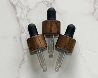 Ash Wood Dropper Tops 5mL (3, 5, or 10) – 18-410 Neck Size, DIY Beauty Supplies