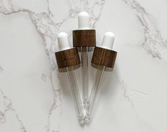 Ash Wood Dropper Tops 30mL (3, 5, or 10) – 18-410 Neck Size, DIY Beauty Supplies