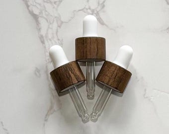 Ash Wood Dropper Tops 5mL (3, 5, or 10) – 18-410 Neck Size, DIY Beauty Supplies