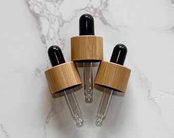 Bamboo Dropper Tops 5mL (3, 5, or 10) – 18-410 Neck Size, DIY Beauty Supplies