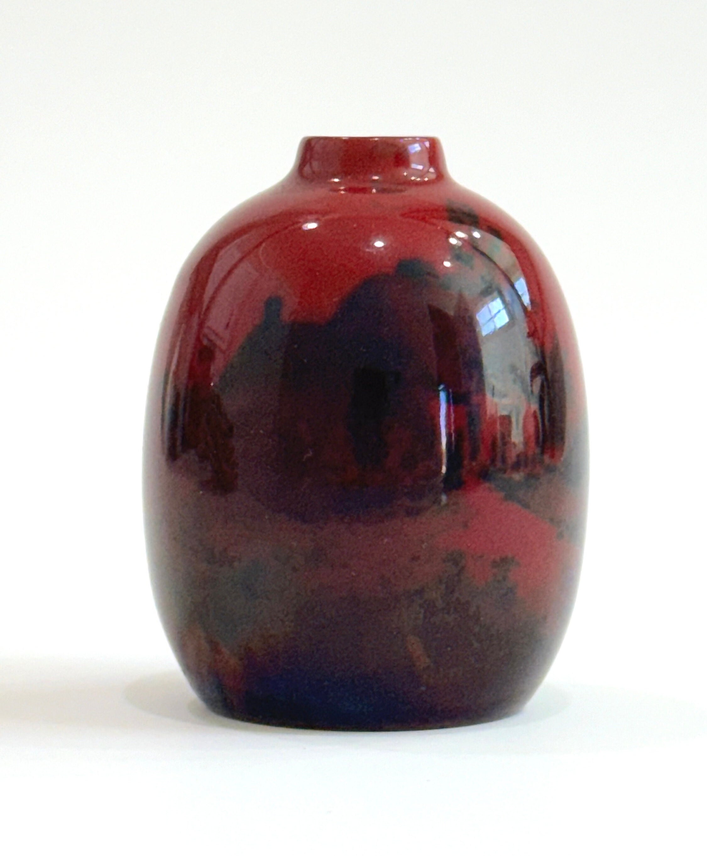 アンティーク ロイヤル ドルトン フランベ ミニチュア花瓶 風景画、2