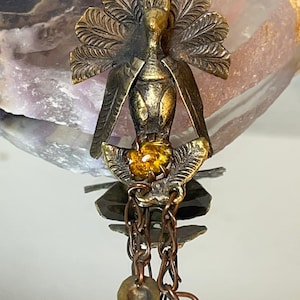 Antique Peruvian INCA Bird Brooch: Primitive Mid-Century Adornment