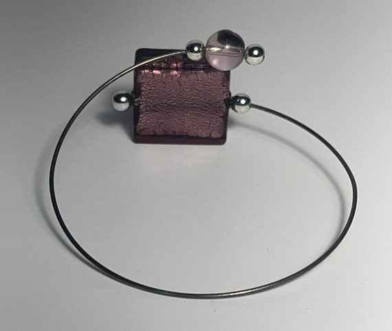 Purple Glass Wrap Bracelet, Vintage Jewelry - image 8