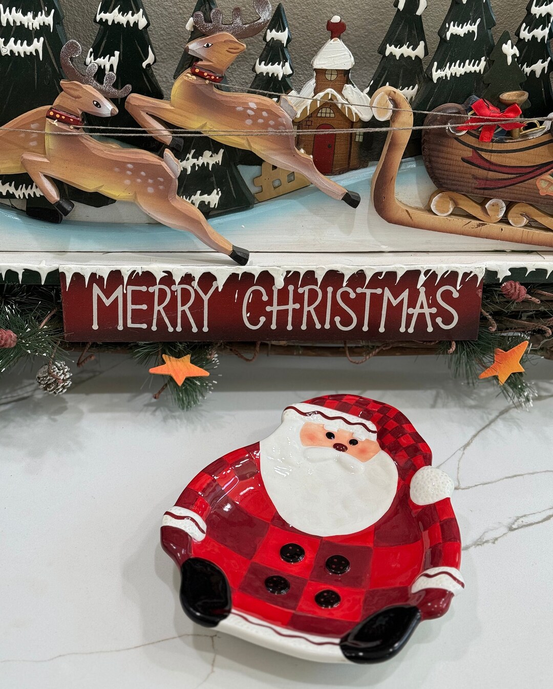 Hallmark Plaid Santa's Cookie Platter Vintage Christmas Etsy