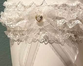 White Lace Garter, Wedding Garters, Handmade Garters