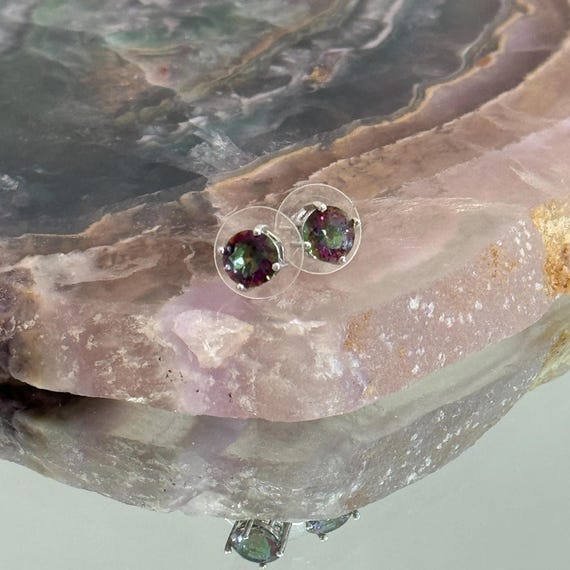 Vintage Mystic Topaz Color Changing Stud Earrings