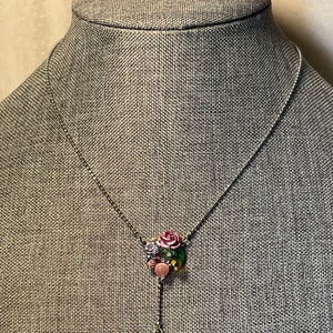 Vintage rosa rosenkvarts strasshalsband