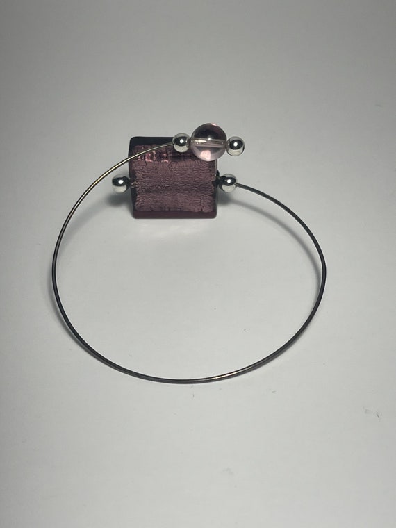 Purple Glass Wrap Bracelet, Vintage Jewelry - image 9