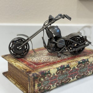 Miniature 8&quot; Model Metal Motorcycle, One-of-a-Kind, Retro Minibike, Motorcycle Lovers, Library Bookshelf Decor, Rare Vintage Collectibles