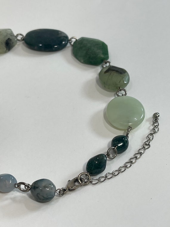 Large Faceted Green Multiple Stone Necklace, Vint… - image 7