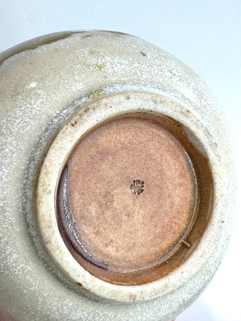 Rare, water well handle Japanese teapot with four tiny teacups in white, blue and maroon glaze. Hand glazed stoneware mini teapot. Signed on the bottom. Estate decor. Tea ceremony sets.