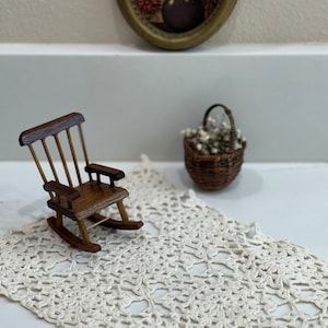 Vintage Hand-Crocheted Dollhouse Rectangular Rug Small Dollhouse Decor, Doll Collectors, Rare Collectibles