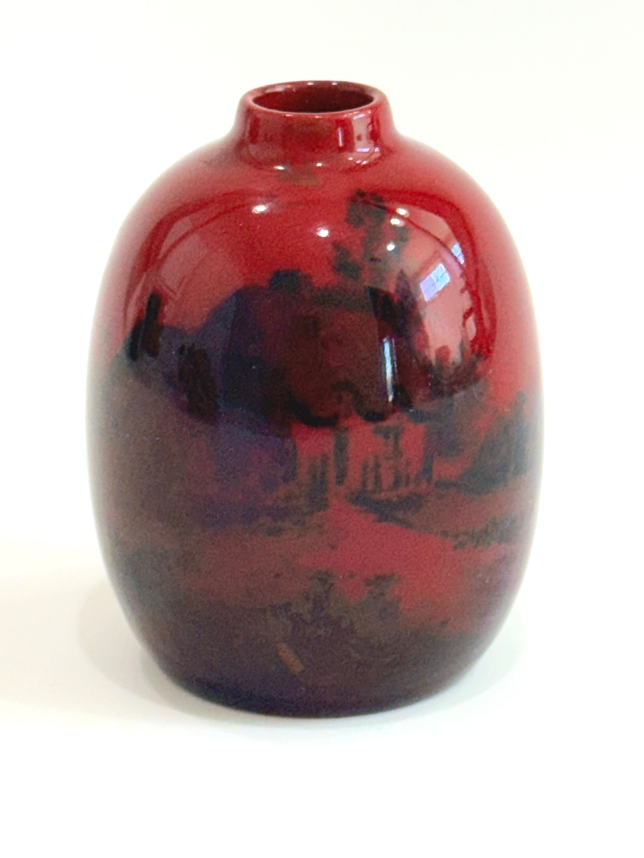 アンティーク ロイヤル ドルトン フランベ ミニチュア花瓶 風景画、2