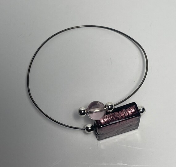 Purple Glass Wrap Bracelet, Vintage Jewelry - image 10