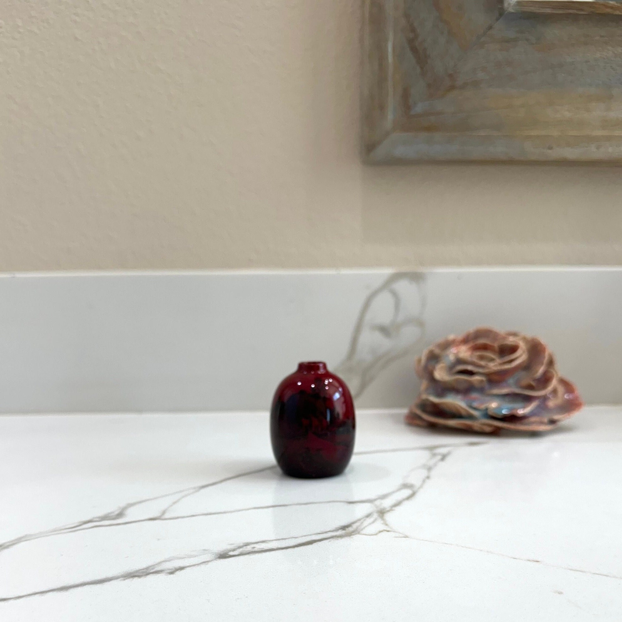 アンティーク ロイヤル ドルトン フランベ ミニチュア花瓶 風景画、2