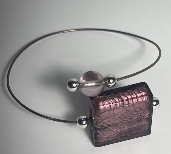 Purple Glass Wrap Bracelet, Vintage Jewelry - image 5