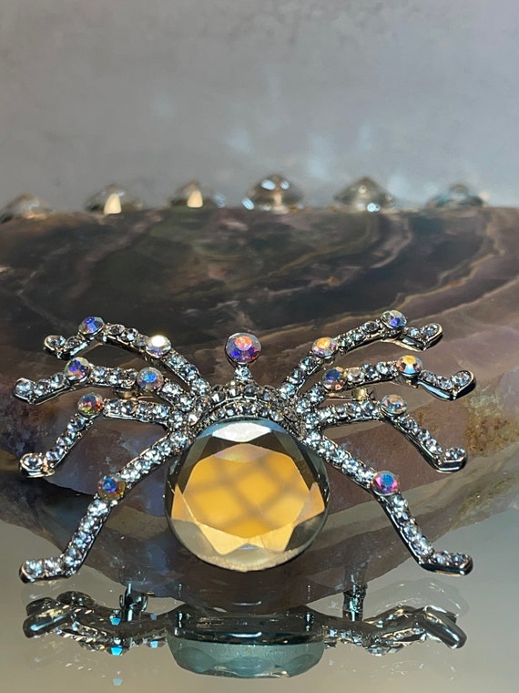 Large, Oversized Spider Brooch, RAINBOW Crystals R