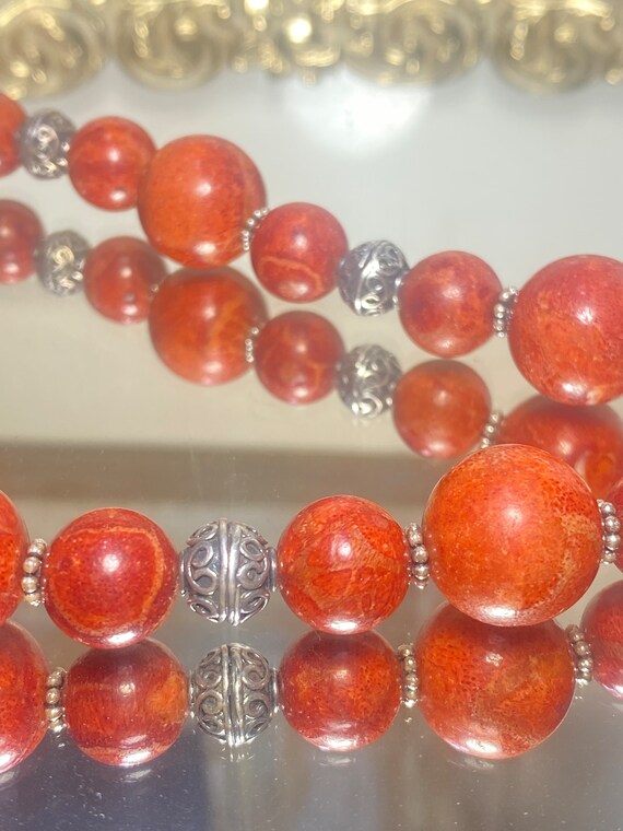 Vintage Sponge Coral Necklace: Sterling Silver Beads, One-of-a-Kind