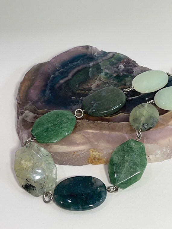Large Faceted Green Multiple Stone Necklace, Vint… - image 10