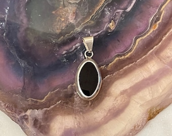 Colgante de ónix negro en plata esterlina mexicana .925, joyería fina vintage, regalos para ella