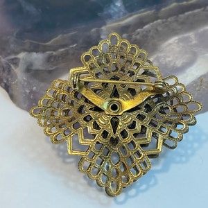 Art DECO Filigree Flower Brooch, Antique Jewelry image 7