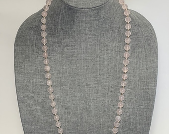 14K ROSE Pink Quartz Necklace and Earrings Set, Vintage Estate Jewelry