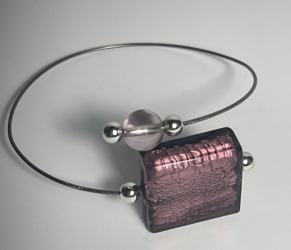 Purple Glass Wrap Bracelet, Vintage Jewelry - image 4