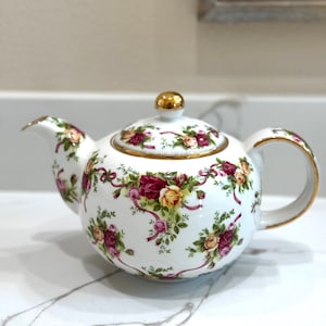 Vintage Royal Doulton Teapot, Ruby Celebration, Gifts for Teapot Collectors, Fine Porcelain, Estate Decor