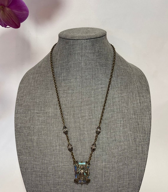 SWEET ROMANCE Iridescent Crystal Necklace with Cr… - image 1