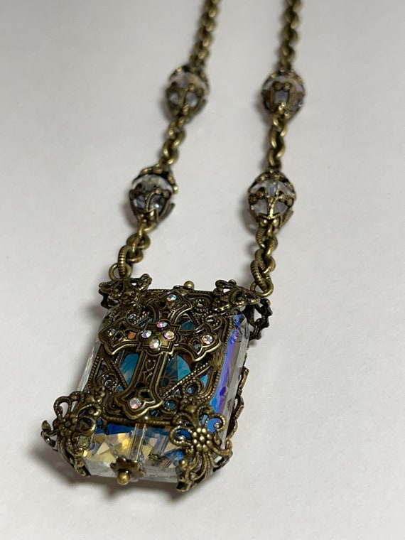 SWEET ROMANCE Iridescent Crystal Necklace with Cr… - image 7