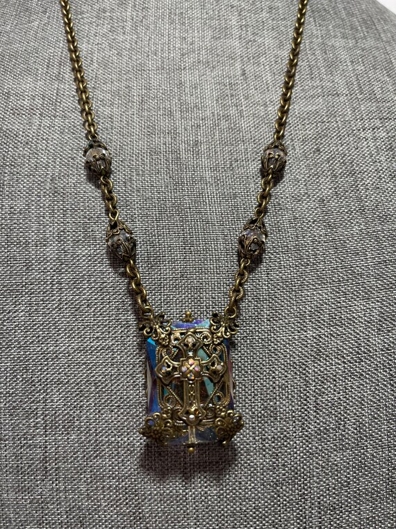 SWEET ROMANCE Iridescent Crystal Necklace with Cr… - image 5