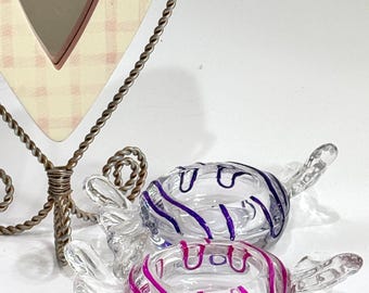 Vintage Candy Tealight Holders Art Glass PartyLite Set of 2