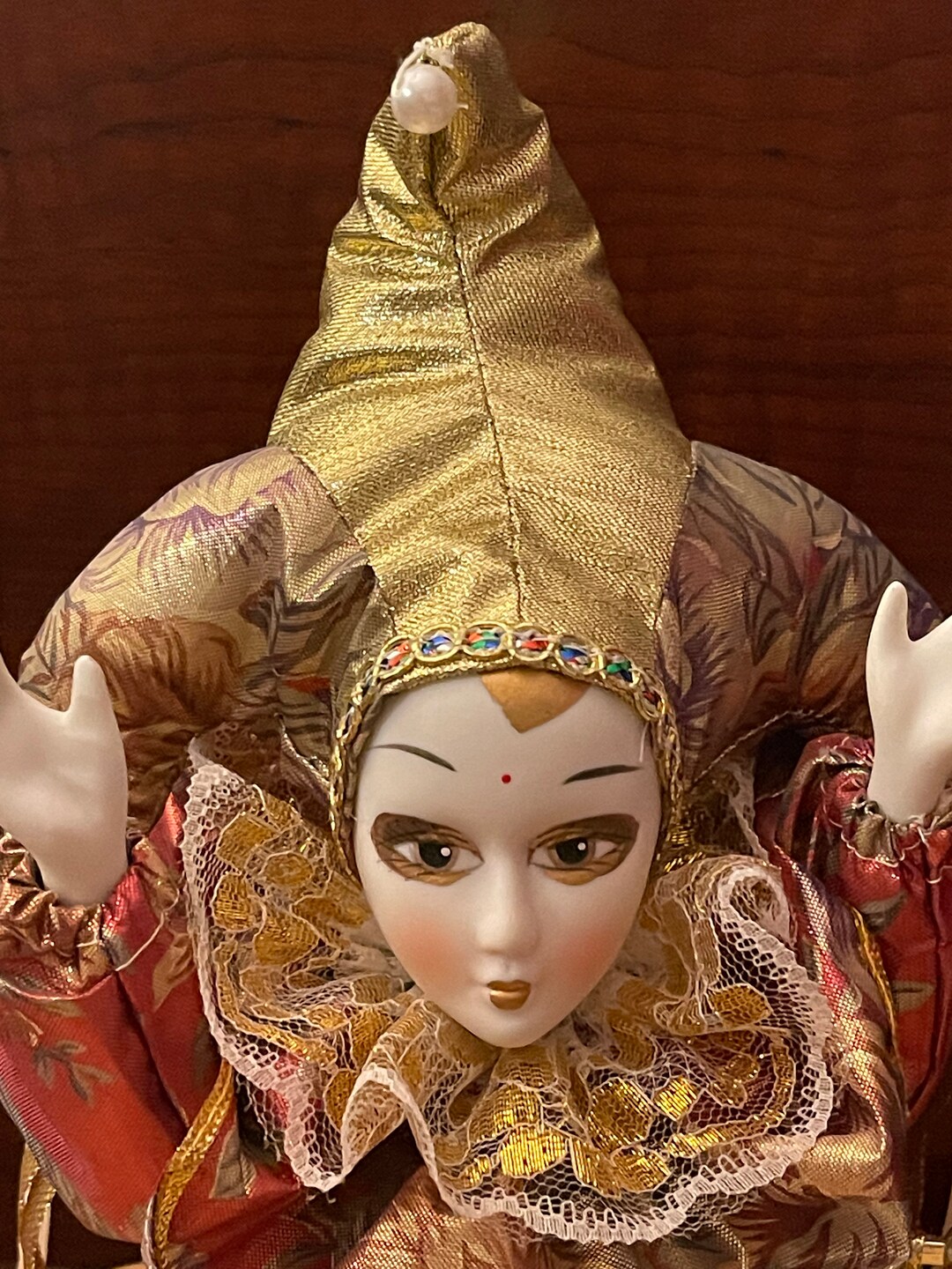 Porcelain Moving Court Jester Music Box Etsy