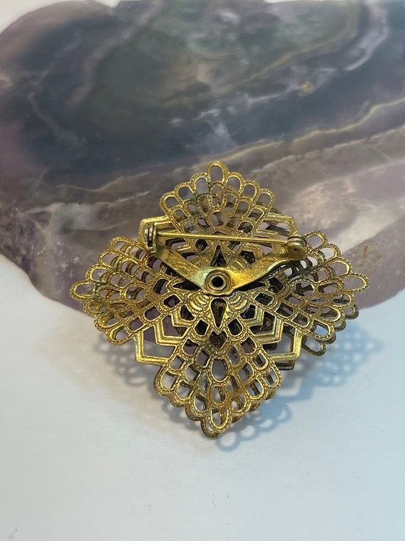 Art DECO Filigree Flower Brooch, Antique Jewelry - image 8