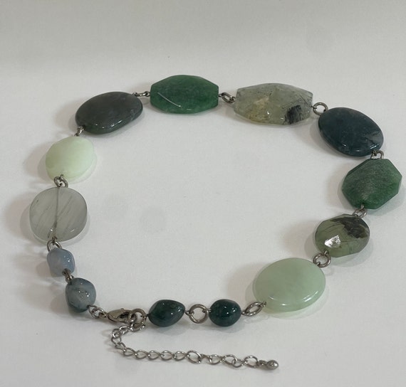 Large Faceted Green Multiple Stone Necklace, Vint… - image 9