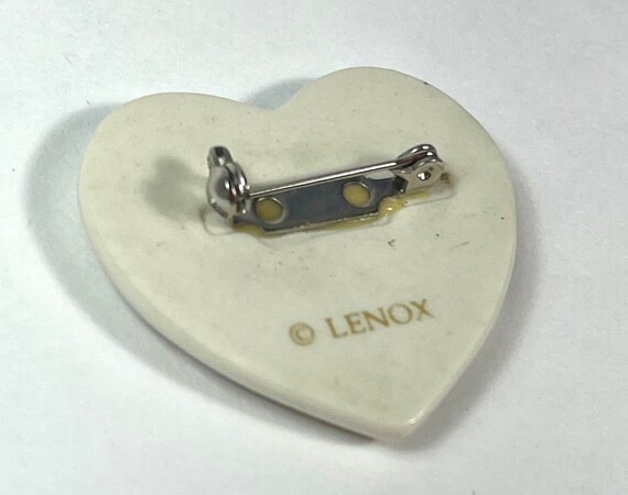 LENOX Dove and Heart Porcelain Brooch 24K Gold Ac… - image 10