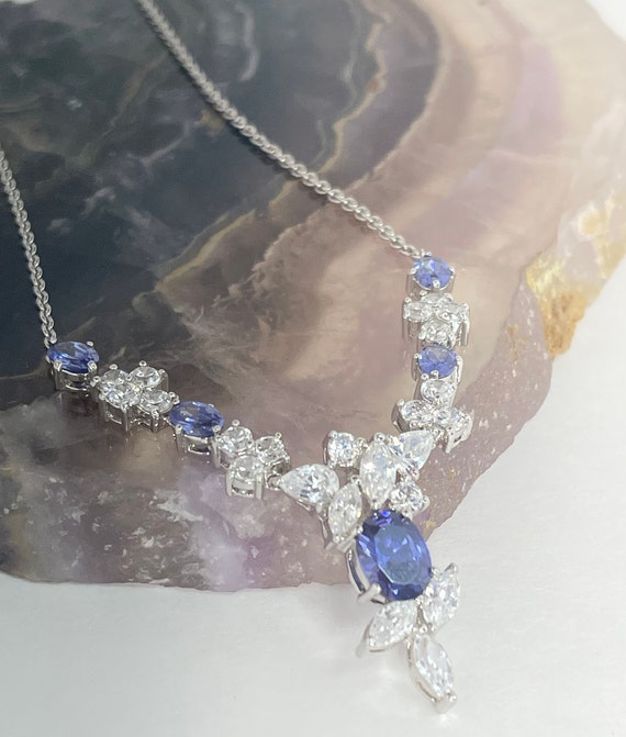 BLUE Princess Necklace, Thailand, Vintage Fine We… - image 1