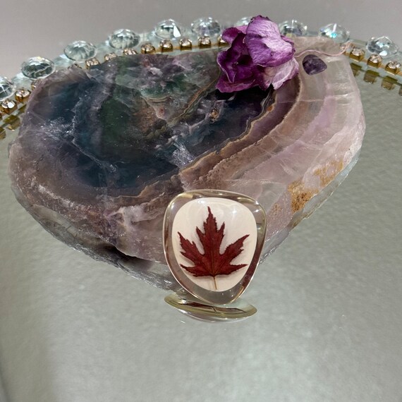 LUCITE Red Maple Leaf Brooch, Made in Canada, 196… - image 1